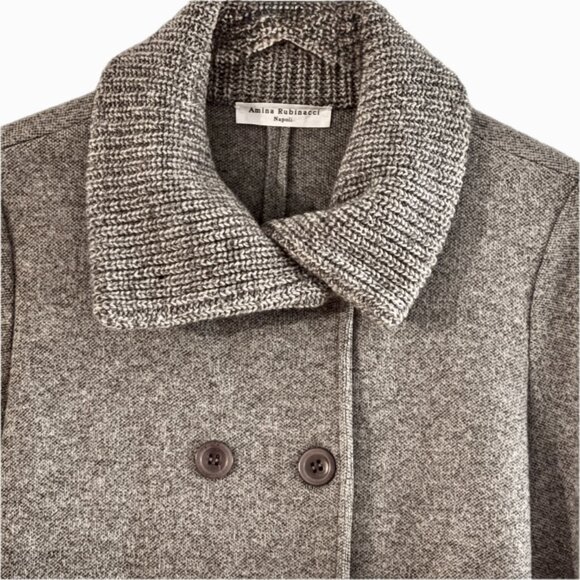 Amina Rubinacci Jacket Womens Sz Small/42 Gray Knit Wool Cashmere Italy MINT - Picture 8 of 15